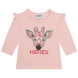 T-shirt en coton avec volants Fille Rose