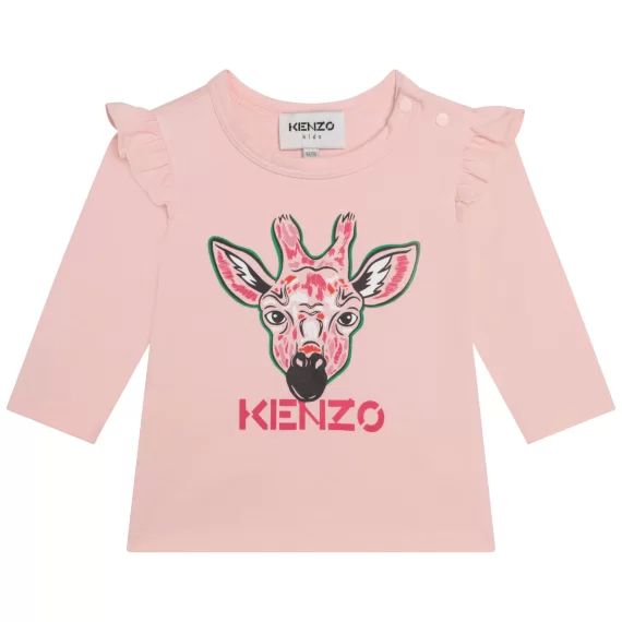 T-shirt en coton avec volants Fille Rose