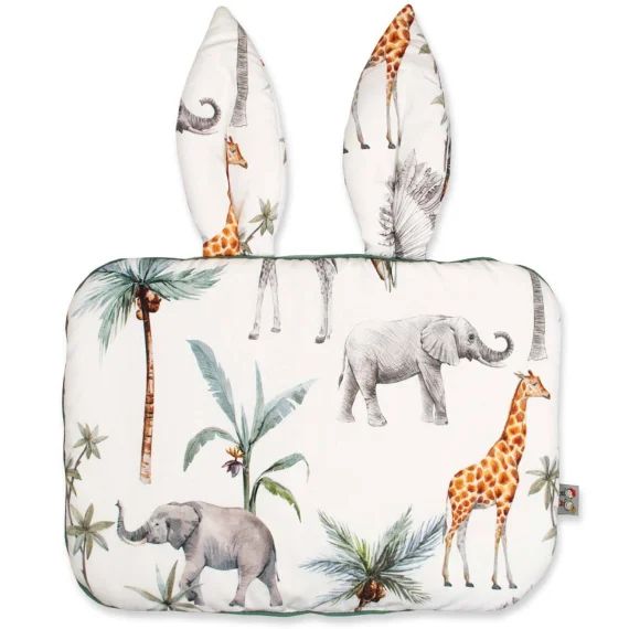 Oreiller Plat Coussin Lapin Réversible Safari Blanc Imprimé Safari