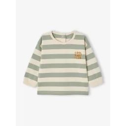 Tee-shirt à rayures bébé en coton bio vert d&rsquo;eau