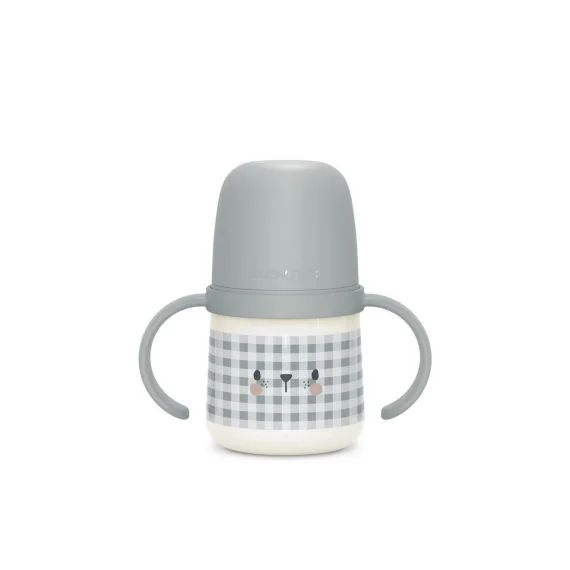 Biberon Phosphorescent Avec Anses Et Bec Silicone Night&day +6m Gris