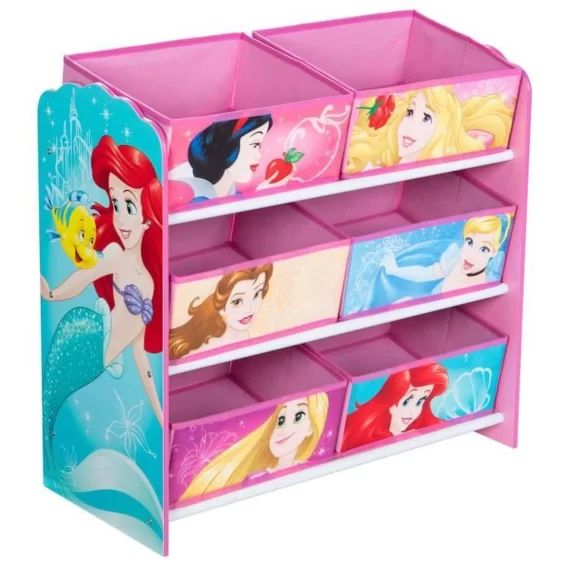 DISNEY PRINCESSES  Meuble de rangement pour chambre d’enfant avec 6 bacs rose