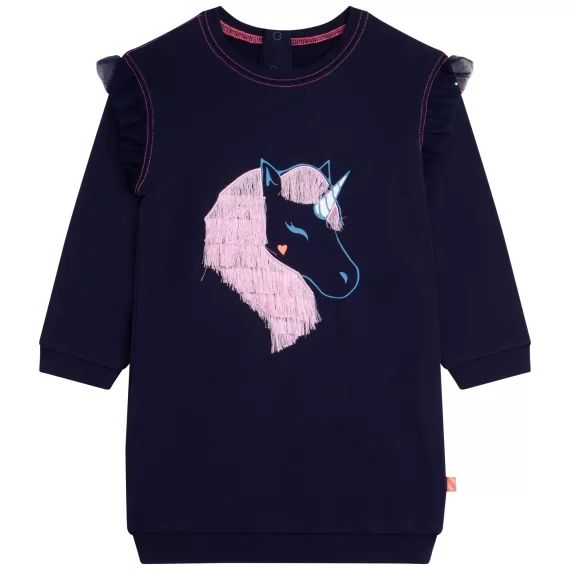 Robe en molleton avec volants Fille Bleu