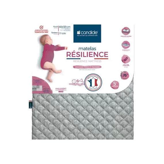 Matelas de lit bébé Résilience déhoussable (120 x 60 cm)