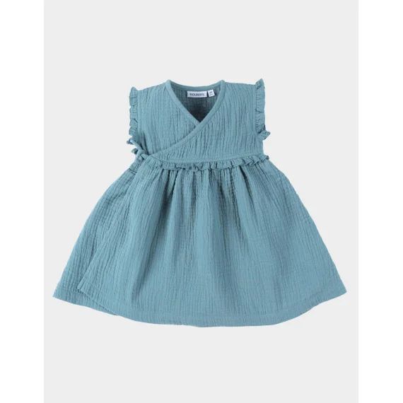 Robe Portefeuille Mousseline De Coton Vert