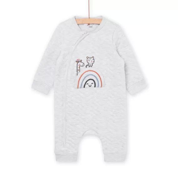 Combinaison Longue Ouinée À Imprimé Girafe – Gris