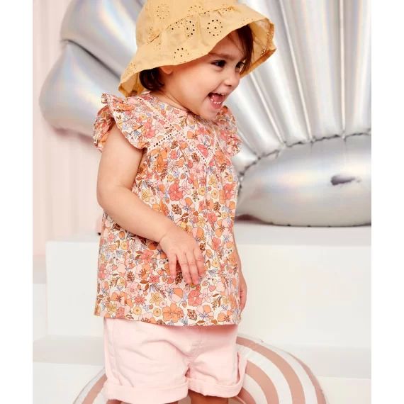 Blouse bébé fille en coton et imprimée fleuri –  – Soldes