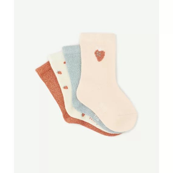 Lot de 4 chaussettes pailletées avec motifs fraises bébé fille –  – Soldes