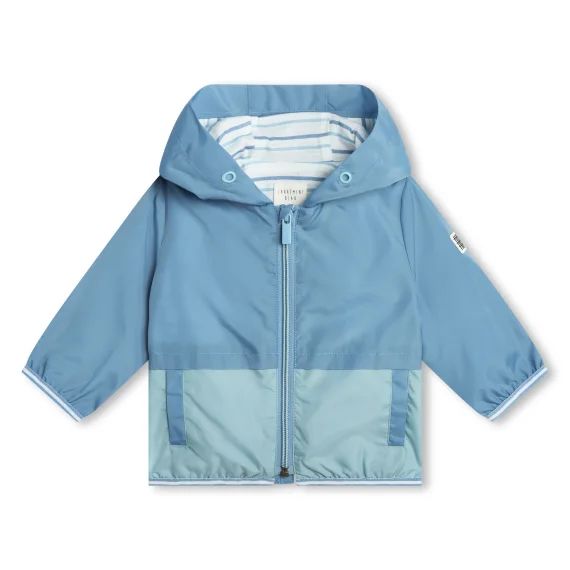 Coupe-vent zippé à capuche Garçon Bleu