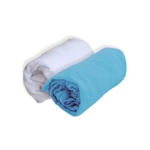 Lot alèse et drap housse turquoise (60 x 120 cm)