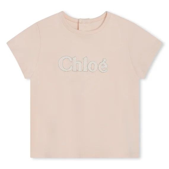 T-shirt manches courtes brodé Fille Beige