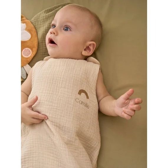 Gigoteuse été sans doublure en gaze de coton Bio*, personnalisable vanille