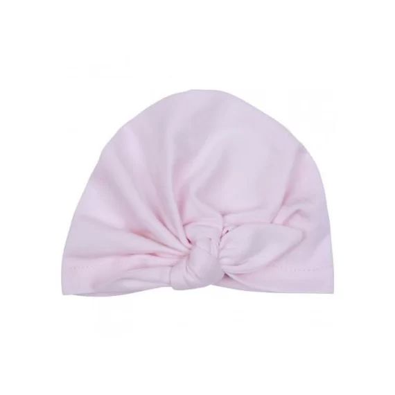 Bonnet de naissance noué Rose pastel