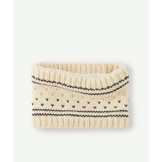 Snood maille bébé fille en fibres recyclées beige aux détails pailletés