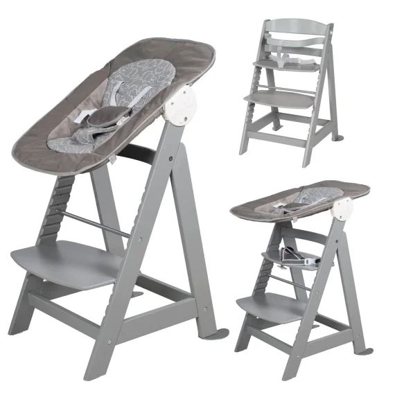 Chaise Haute Évolutive Born Up Avec Transat Inclinable Sternenzauber Gris Taupe – Lapin Miffy