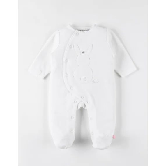Pyjama 1 Pièce Lapin En Velours Ecru