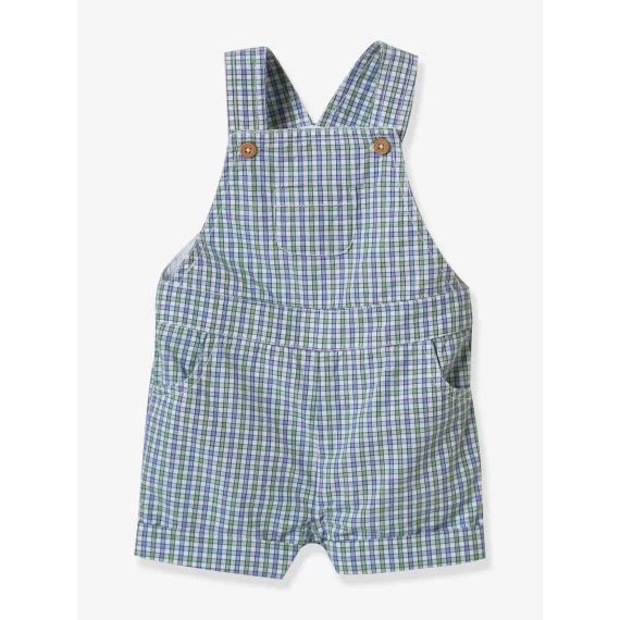 Salopette courte Bébé en vichy CYRILLUS carreaux bleu