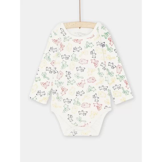 Body Multicolore À Imprimé Animaux Bébé Garçon – Ecru