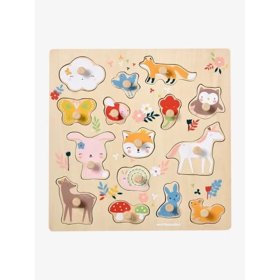 Puzzle boutons FORÊT ENCHANTÉE en bois FSC® rose