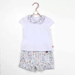 Short en percale de coton Fille Blanc