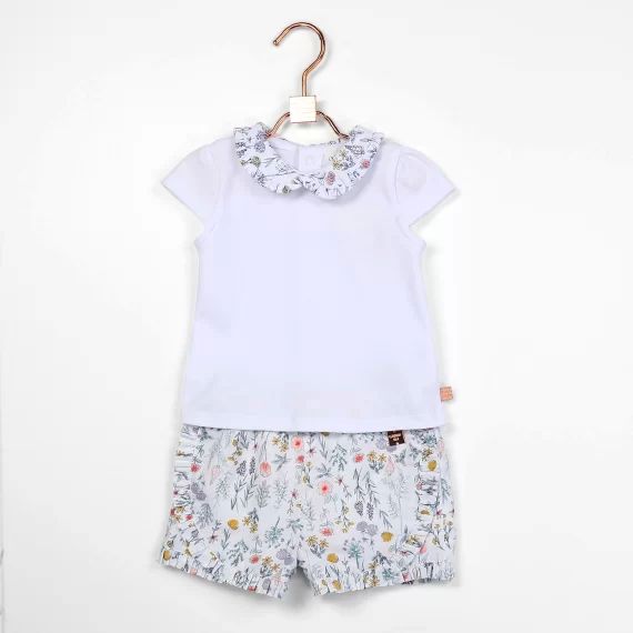 Short en percale de coton Fille Blanc