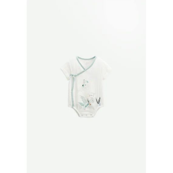 Body Bloomer Bébé Manches Courtes Écru Ouverture Croisée Kimi Ecru