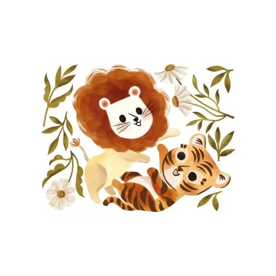 Stickers muraux Tigre et lion (65 x 50 cm)