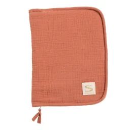 Protège Carnet De Santé En Double Gaze De Coton Rouge
