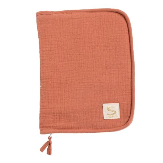 Protège Carnet De Santé En Double Gaze De Coton Rouge