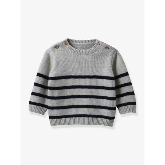 Pull marinière Bébé en laine CYRILLUS beige
