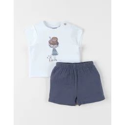 T-shirt Avec Short Coton Blanc
