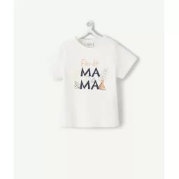 T-shirt blanc bébé garçon en fibres recyclées imprimé magique mama –  – Soldes