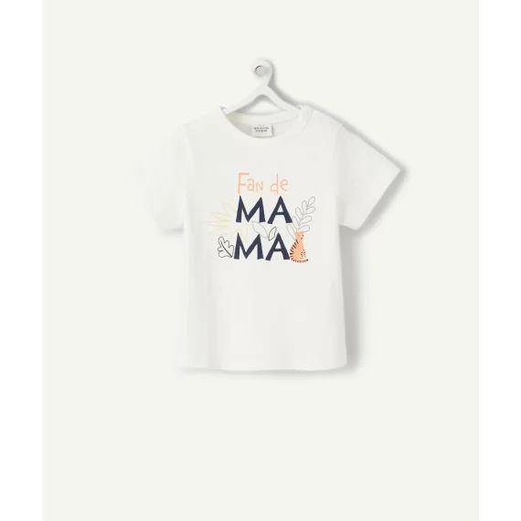T-shirt blanc bébé garçon en fibres recyclées imprimé magique mama –  – Soldes