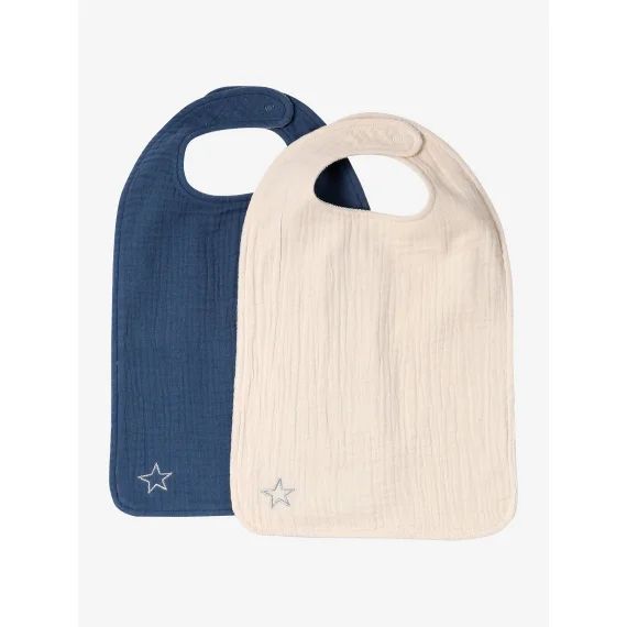 Lot de 2 bavoirs personnalisables en gaze de coton lot bleu