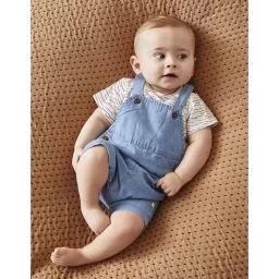 Set salopette denim + t-shirt bleu