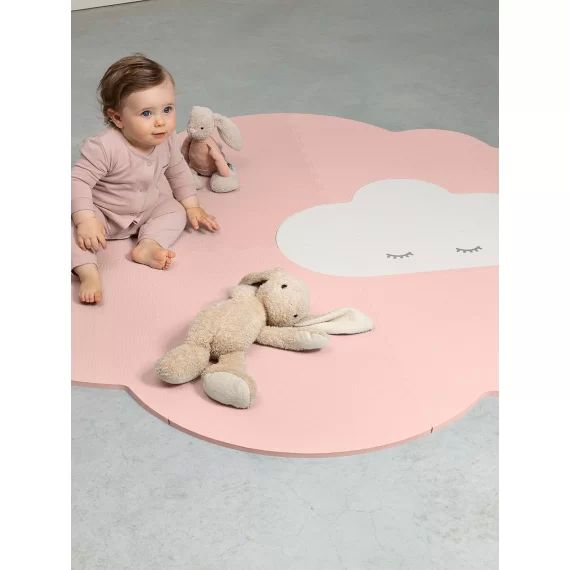 Tapis d&rsquo;éveil Nuage Large – QUUT rose poudre