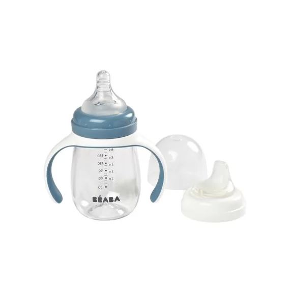 Biberon d&rsquo;apprentissage 2 en 1 en tritan Windy blue (210 ml)