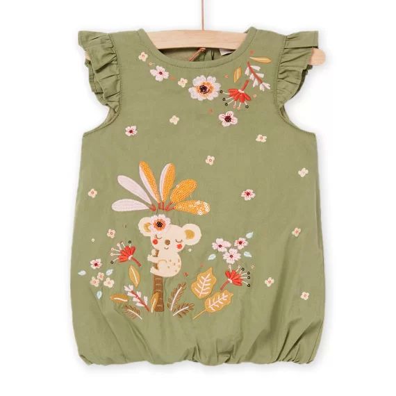 Robe Bouffante À Motifs Koala Et Fantaisie – Kaki