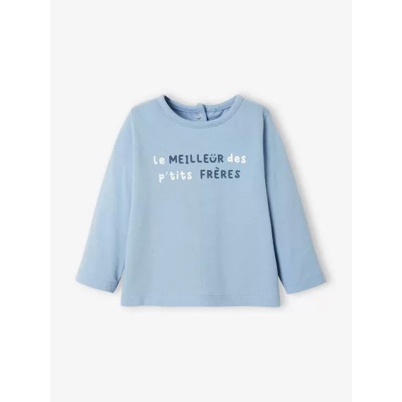 T-shirt à message bébé manches longues bleu clair
