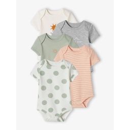Lot de 5 bodies sunshine bébé manches courtes vert d&rsquo;eau