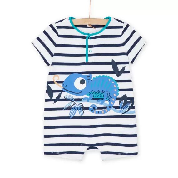 Combinaison Blanc Et Bleu Marine À Imprimé À Rayures