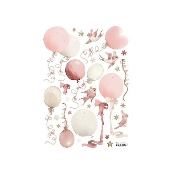 Planche de stickers A3 Cerfs-volants et ballons roses