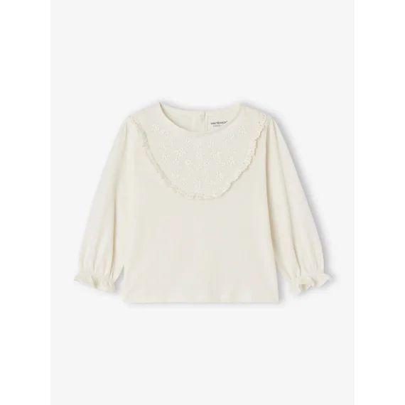T-shirt blouse brodé bébé fille écru