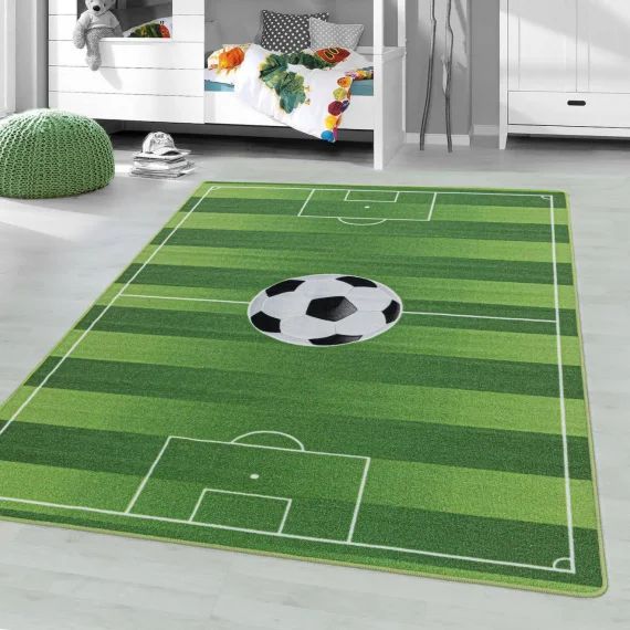 Tapis Enfant Motif Sport Foot Vert