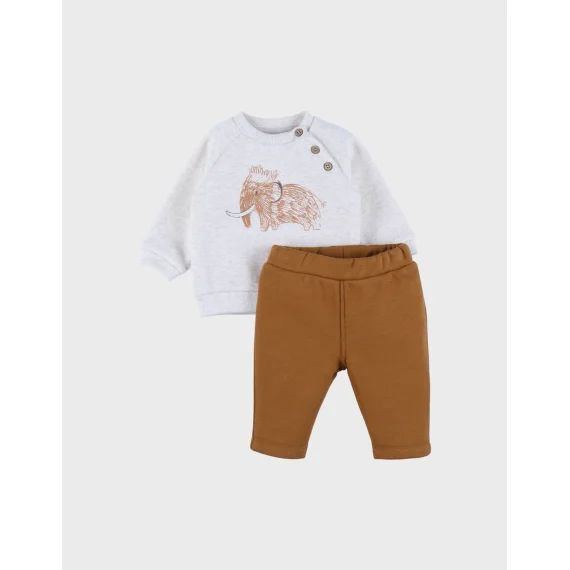 Ensemble Sweatshirt Et Pantalon Imprimé Mammouth En Sweatoloudoux® Marron