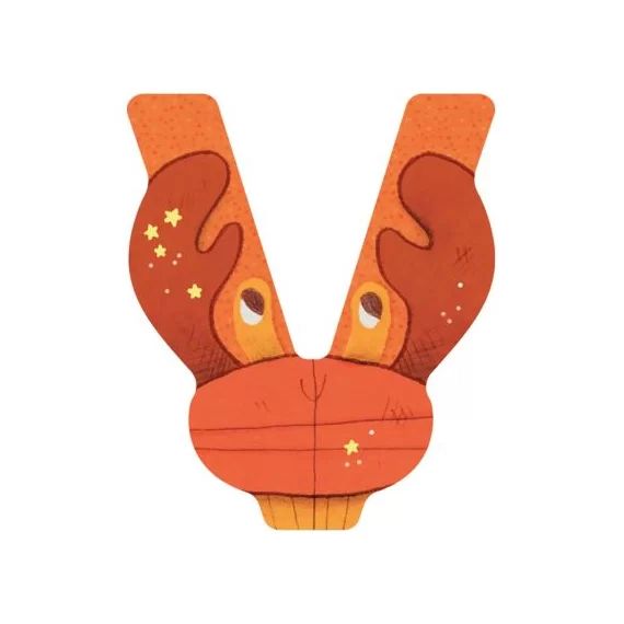 Lettre V en bois Crabe orange