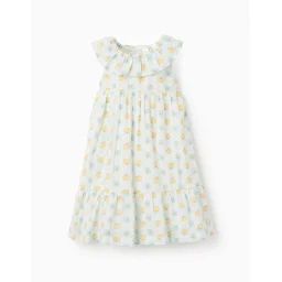 Robe Florale Avec Volants Blanc