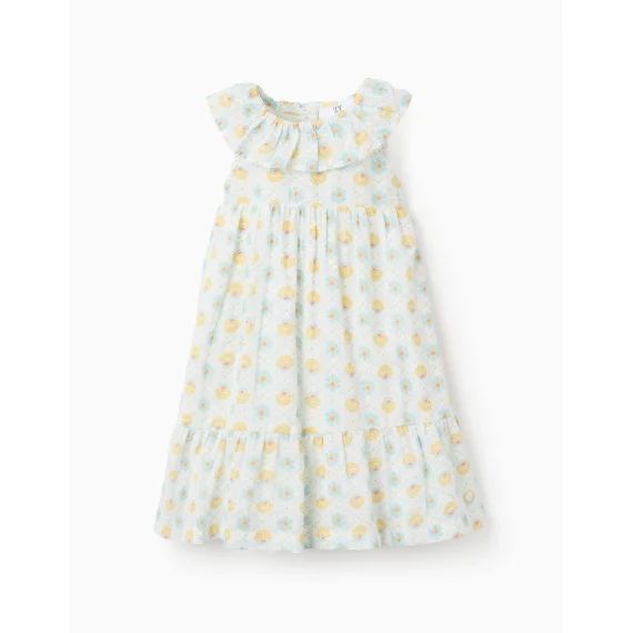 Robe Florale Avec Volants Blanc