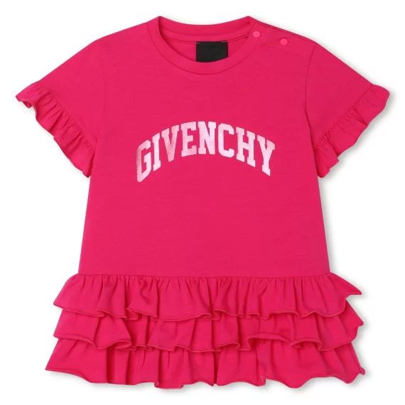 Robe courte à volants Fille Rose