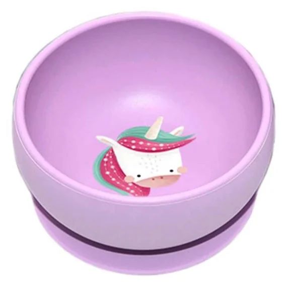 Bol En Silicone Avec Ventouse Animaux Licorne Rose